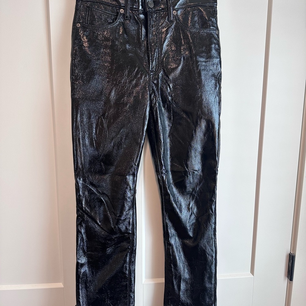 GAP Vintage Slim High Rise Pants - Black Vegan Leather
